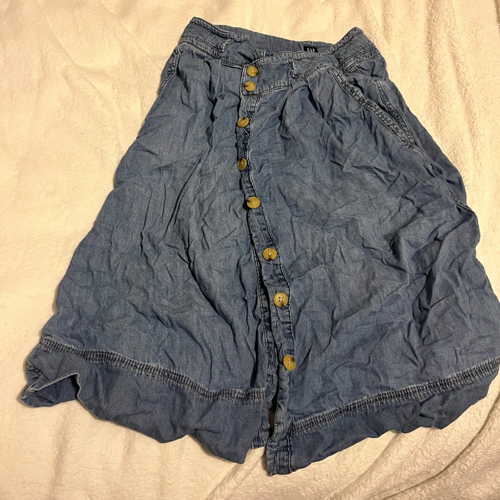 GAP Blue Bubble Midi Skirt with Pleated Ruffles